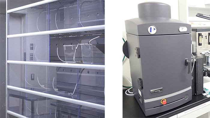Small-sized animal room (Left) Bioluminescence imaging system (Right)