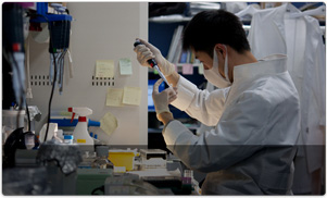 A researcher conducting experiment at the open Lab